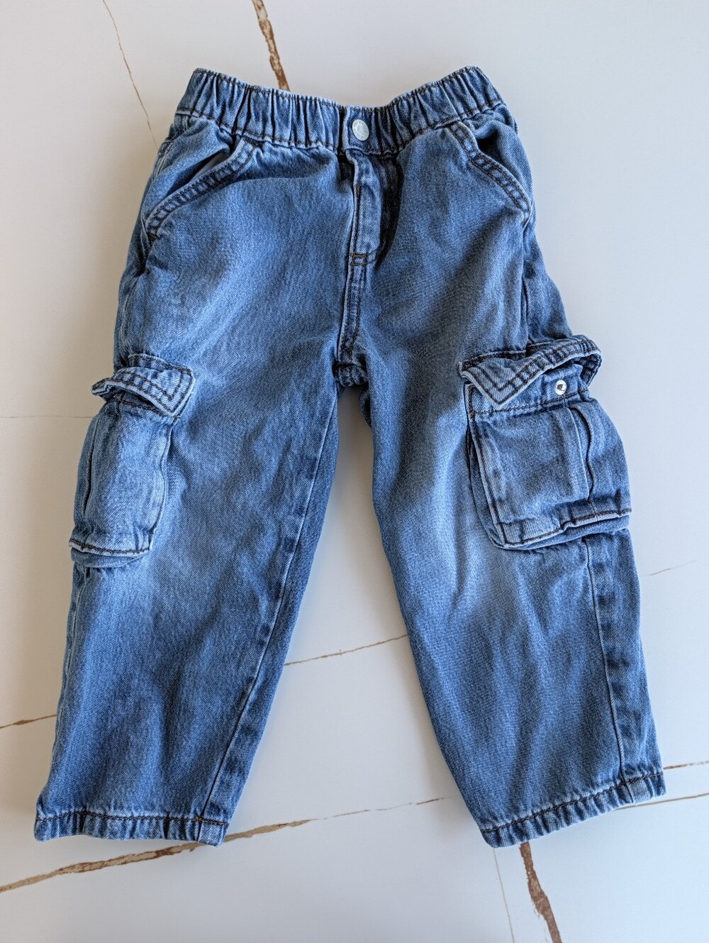 Cat & Jack Blue Denim Cargo Overalls Jeans